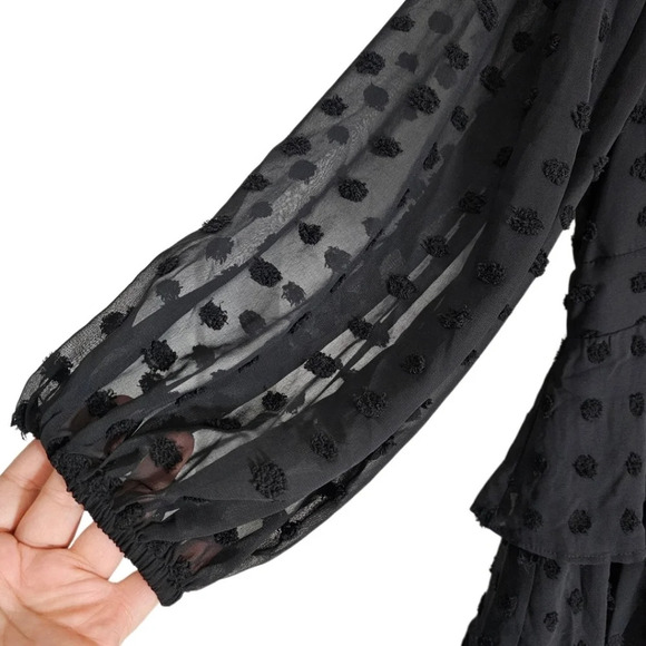 Halogen Dot Tiered Ruffle Long Sleeve Dress - Picture 6 of 10